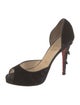 Christian Louboutin Velvet Bow Accents D'Orsay Pumps