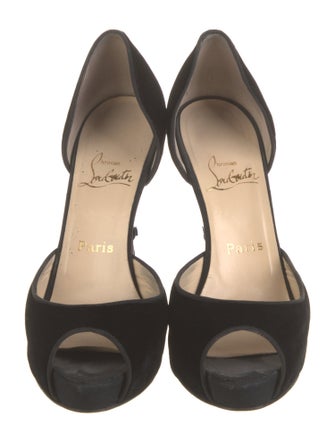 Christian Louboutin Velvet Bow Accents D'Orsay Pumps