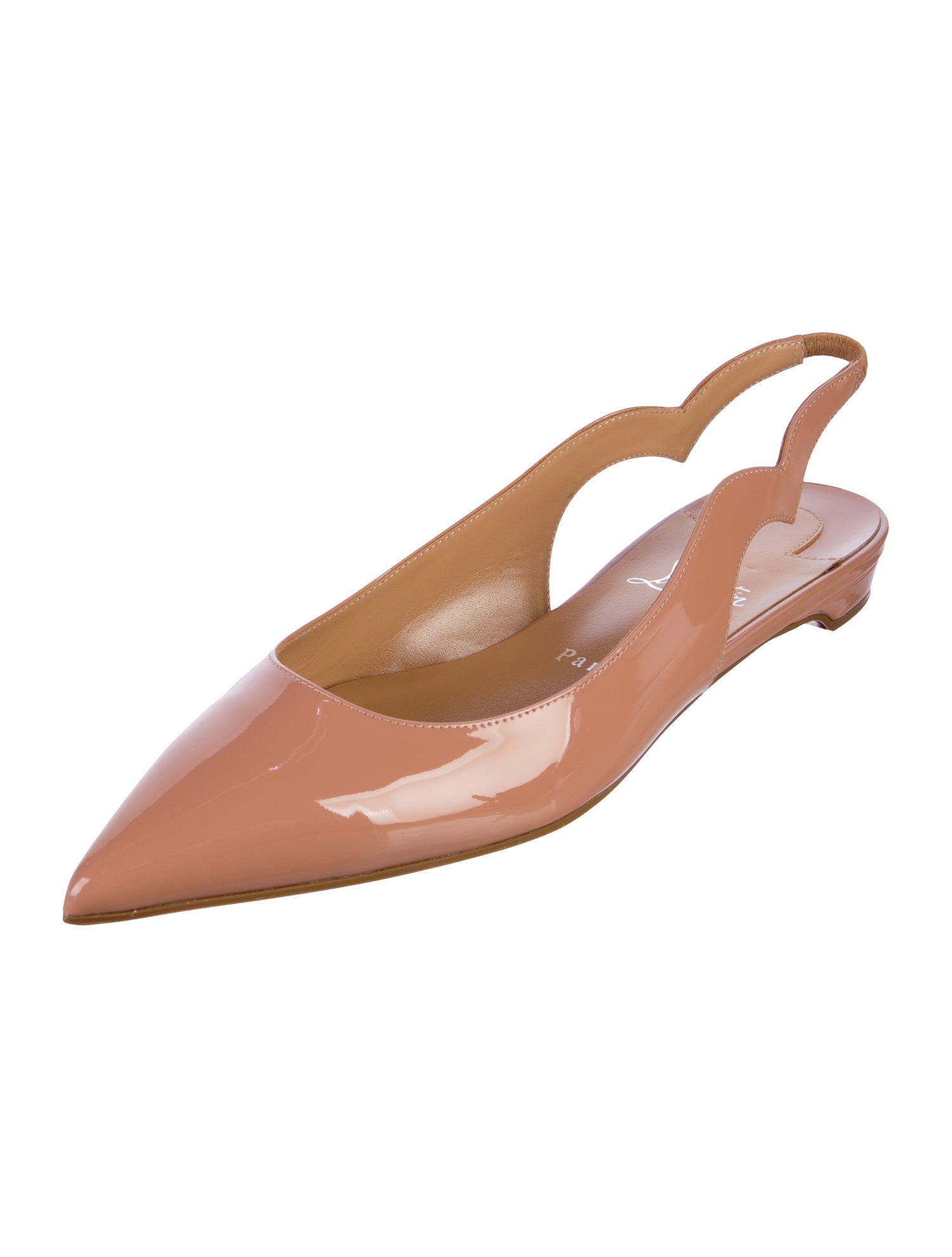 Christian Louboutin Patent Leather Scalloped Accent Slingback Flats