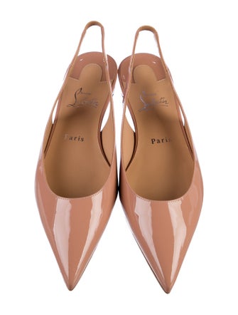 Christian Louboutin Patent Leather Scalloped Accent Slingback Flats