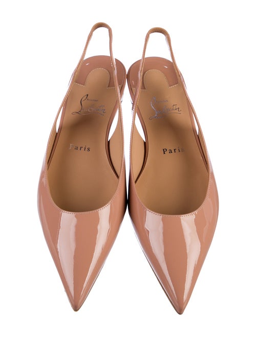 Christian Louboutin Patent Leather Scalloped Accent Slingback Flats
