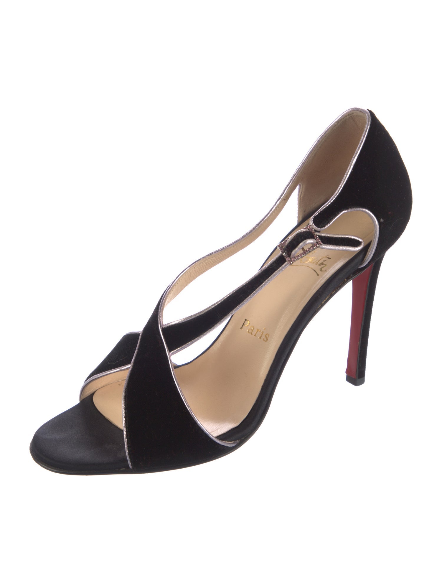 Christian Louboutin Velvet Crystal Embellishments Sandals