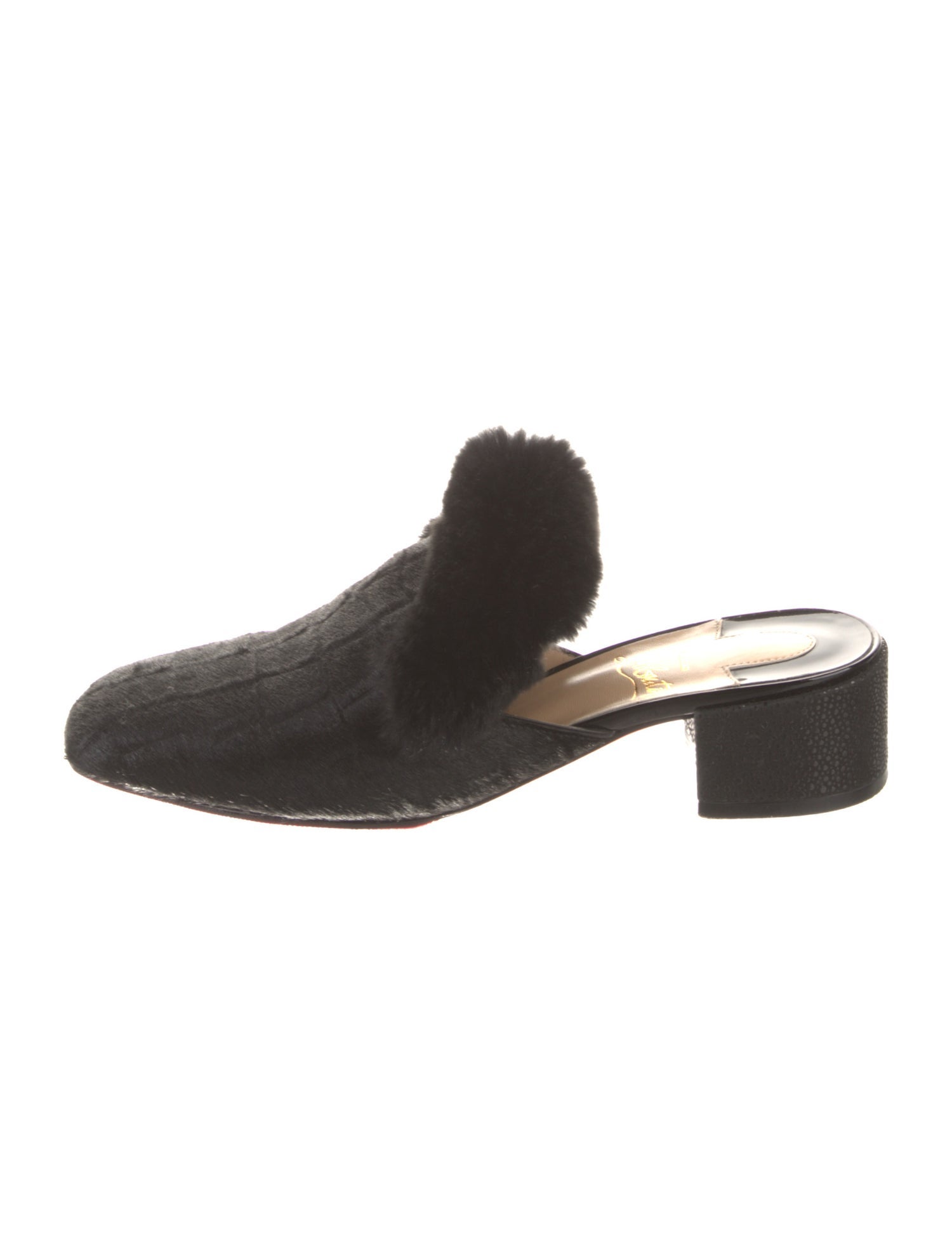 Christian Louboutin Ponyhair Fur Trim Mules