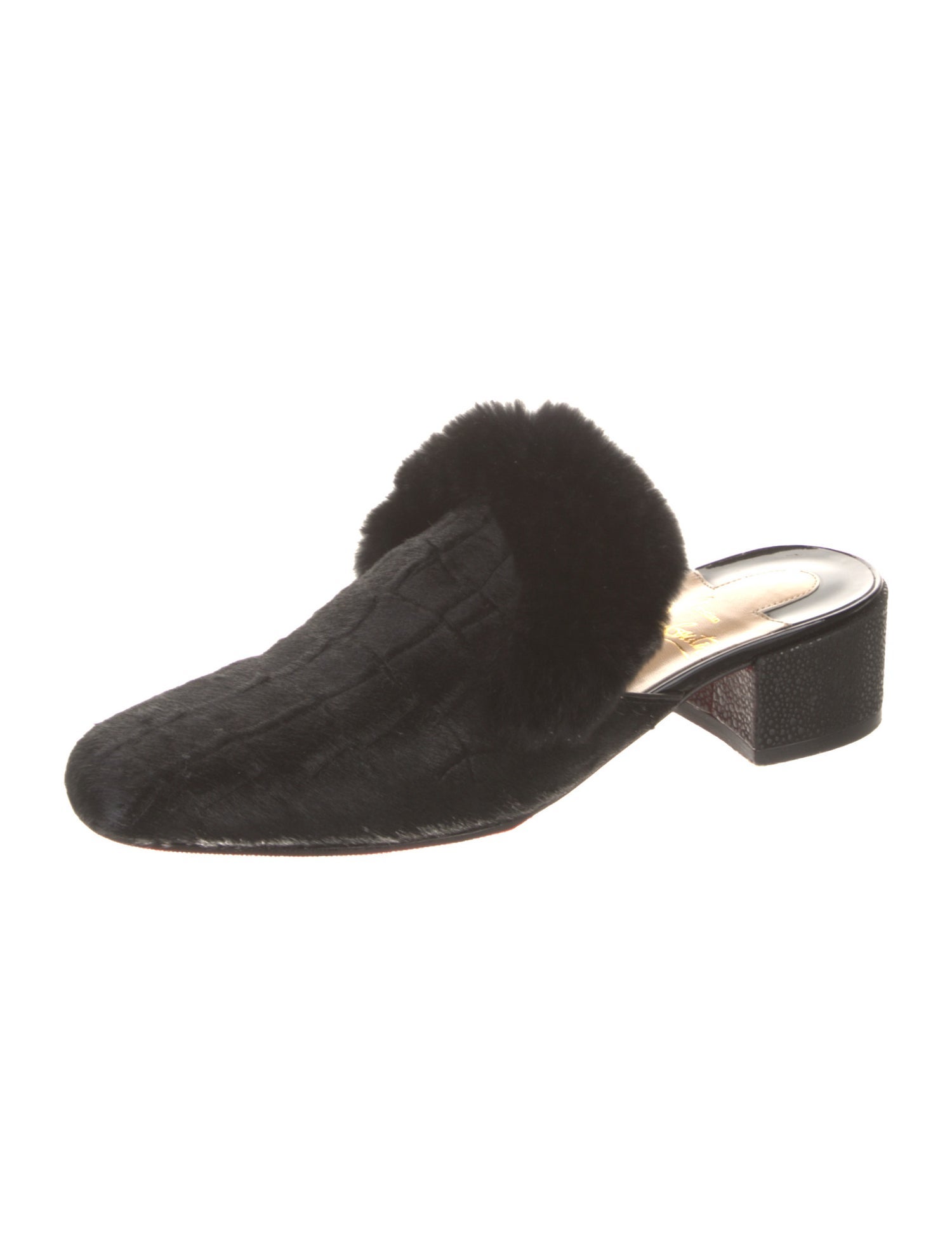 Christian Louboutin Ponyhair Fur Trim Mules