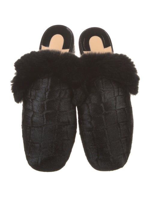 Christian Louboutin Ponyhair Fur Trim Mules