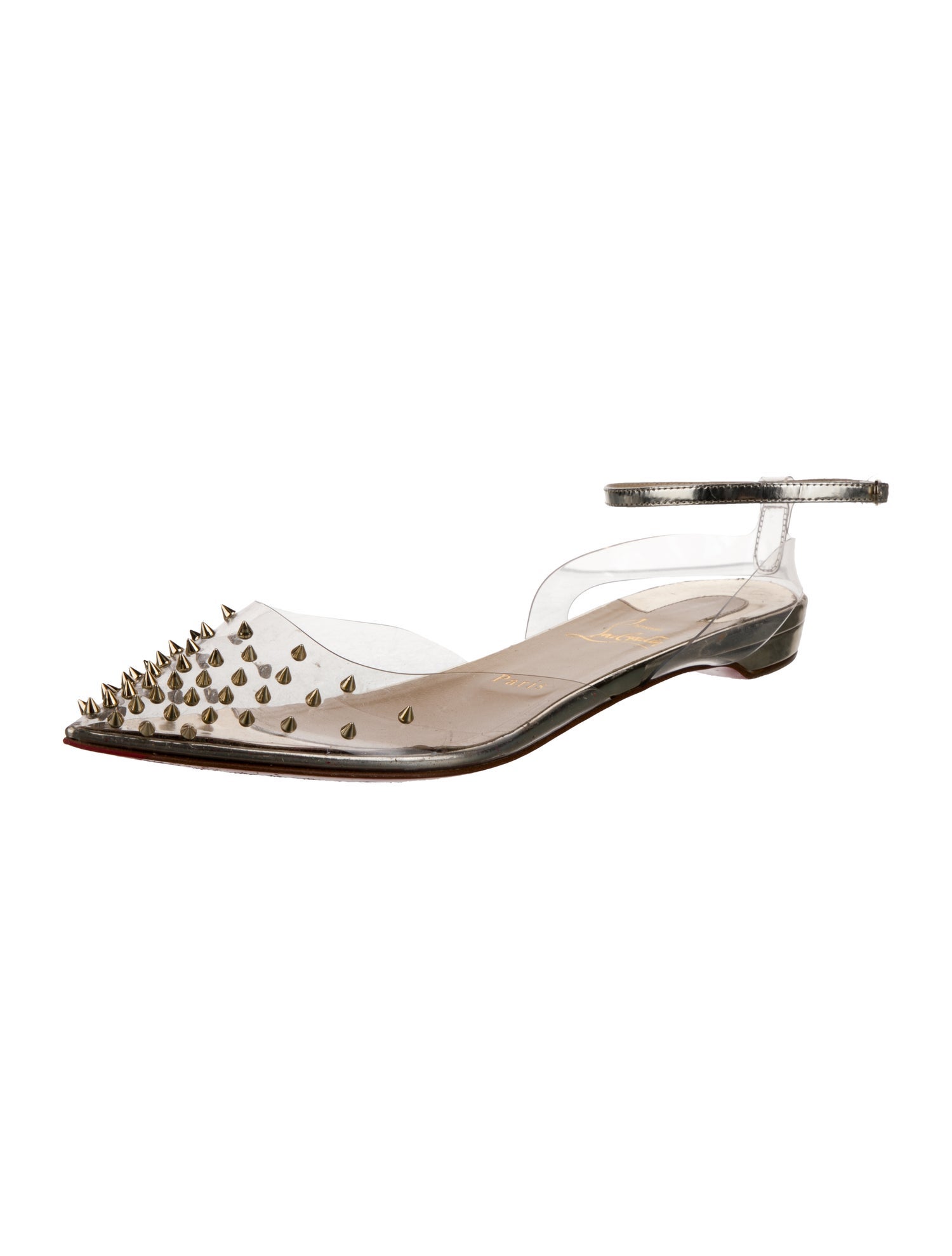 Christian Louboutin PVC Studded Accents Slingback Flats