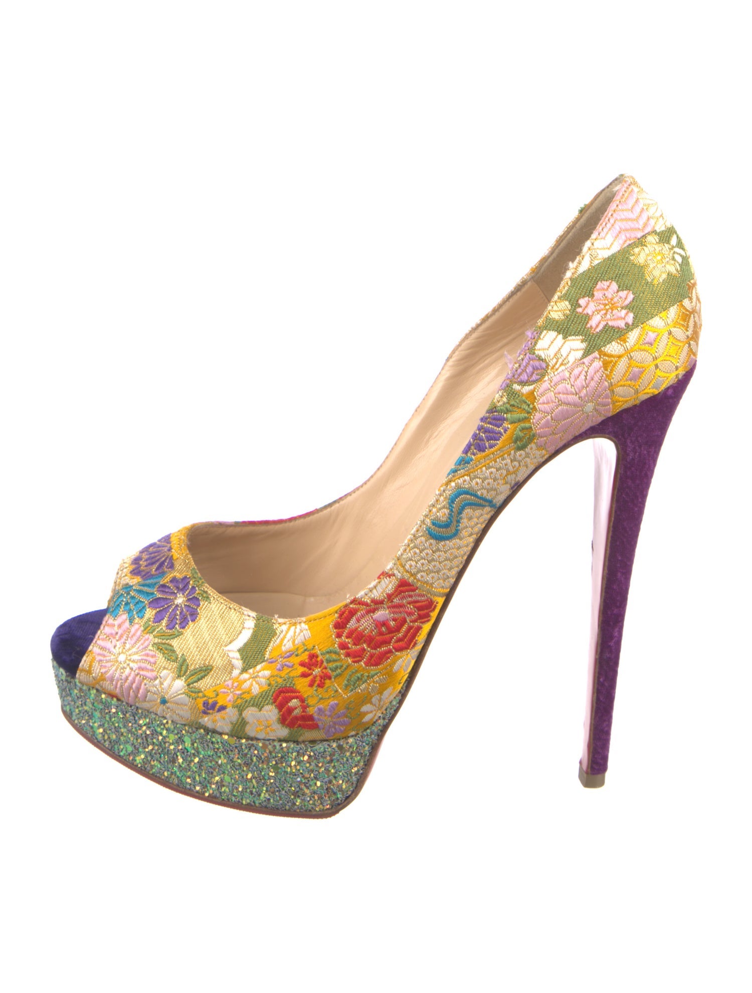 Christian Louboutin Printed Glitter Accents Pumps