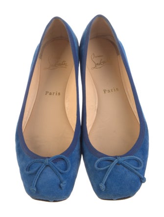 Christian Louboutin Suede Bow Accents Ballet Flats