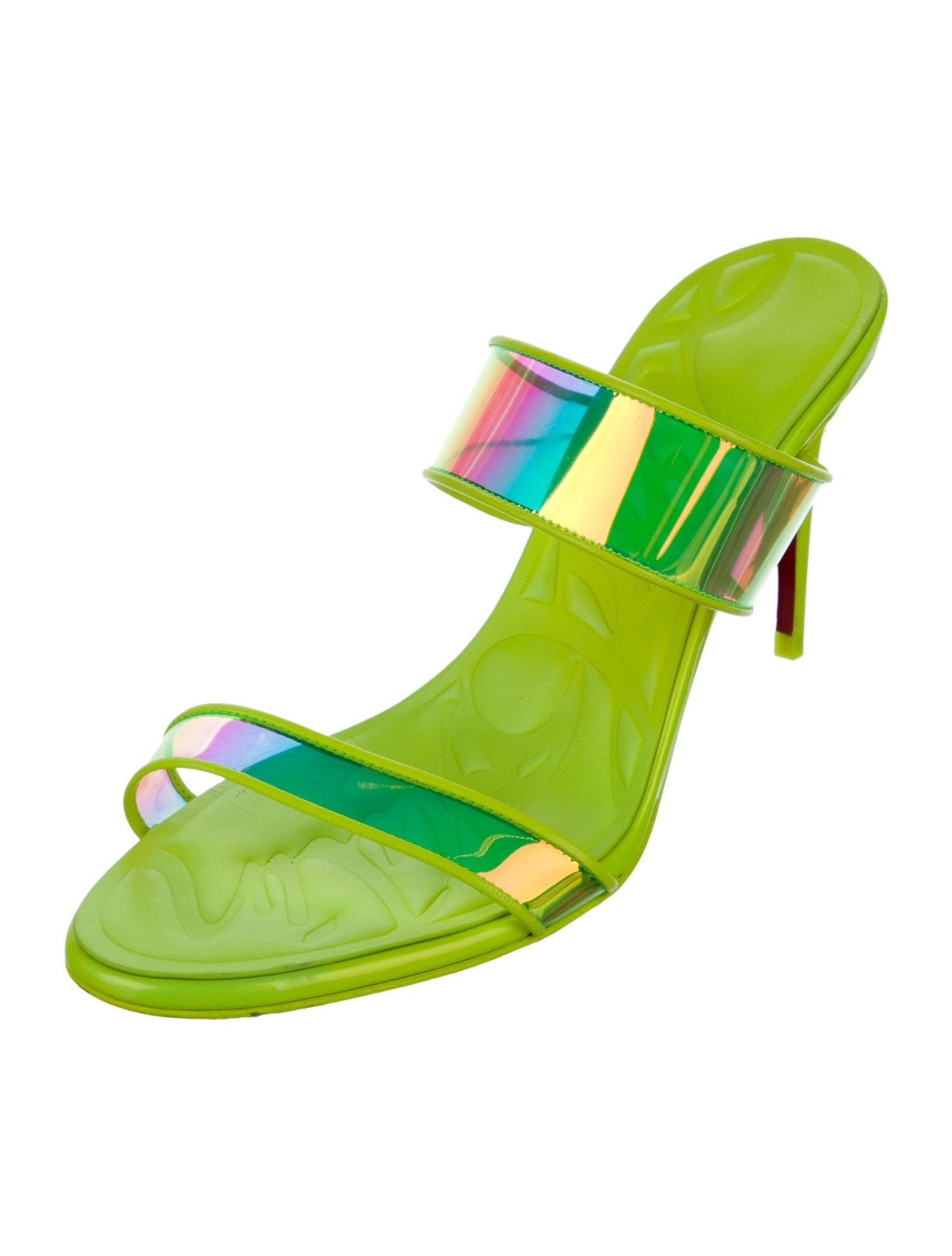 Christian Louboutin PVC Leather Trim Embellishment Slides