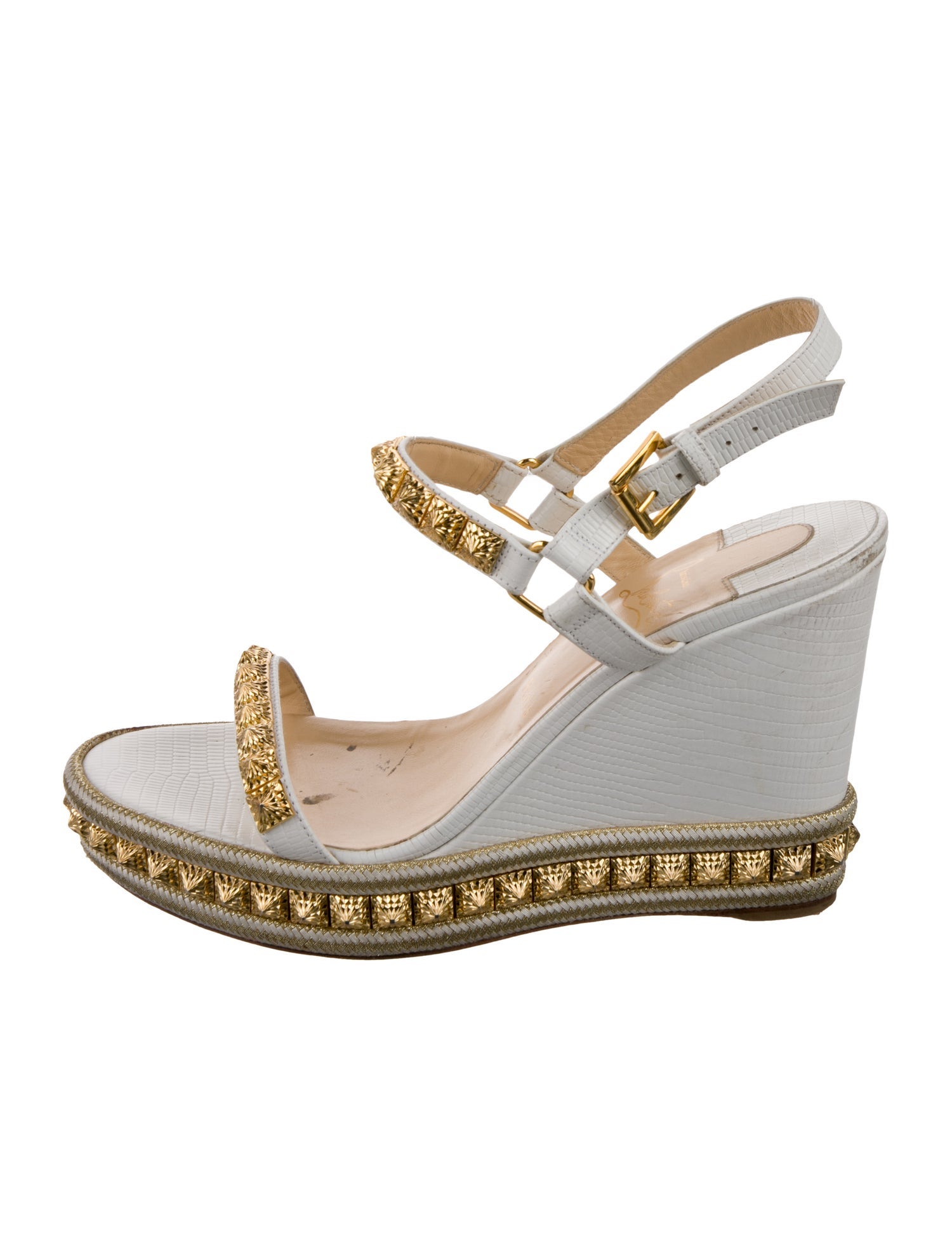 Christian Louboutin Spike Accents Embossed Leather Espadrilles