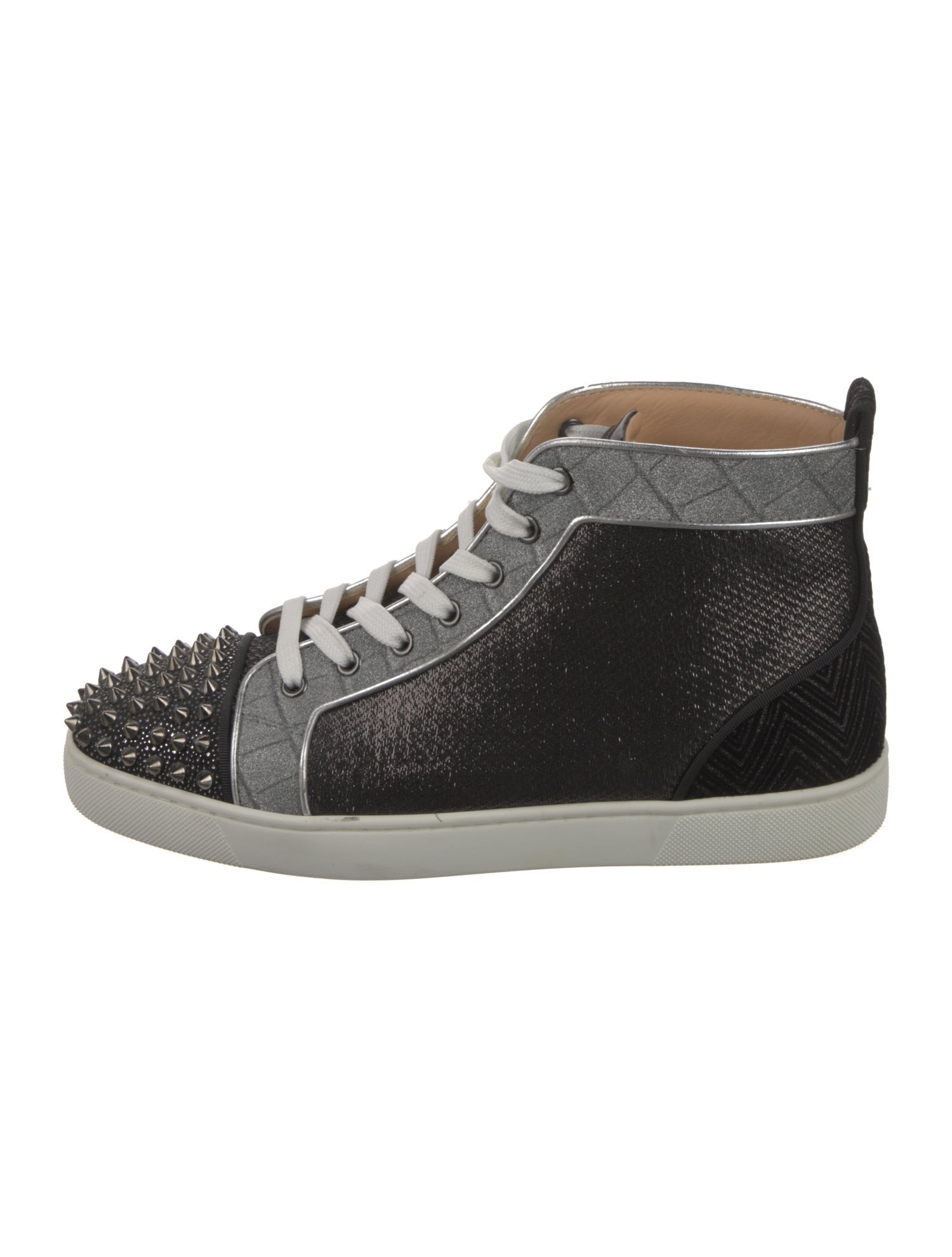 Christian Louboutin Spike Accents Colorblock Pattern Sneakers