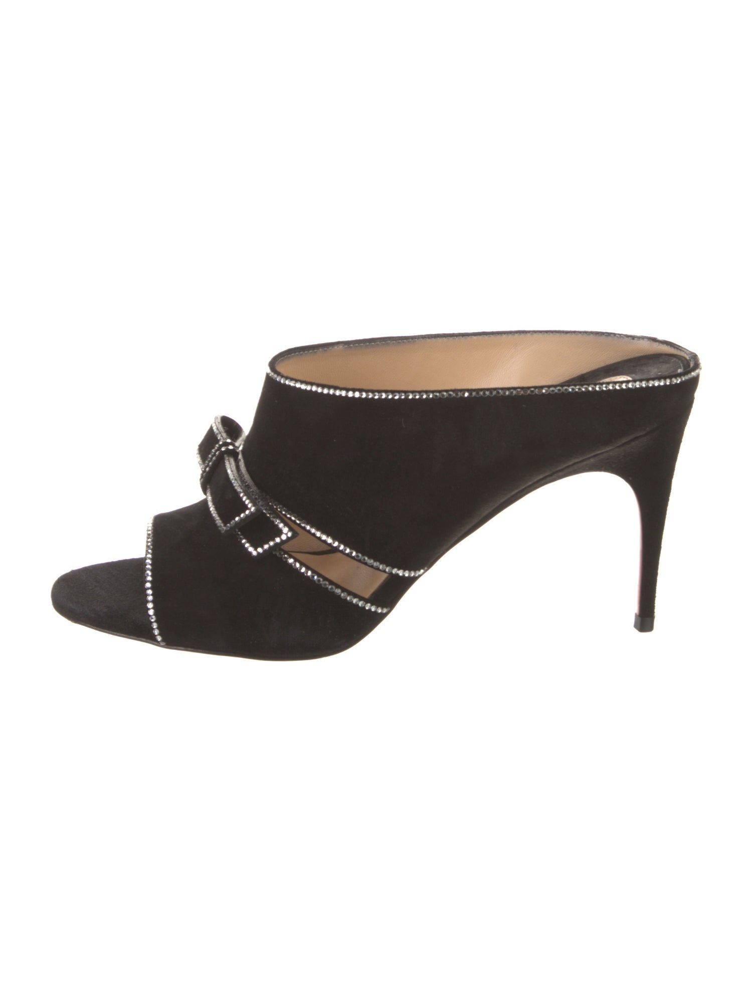 Christian Louboutin Suede Bow Accents Slides