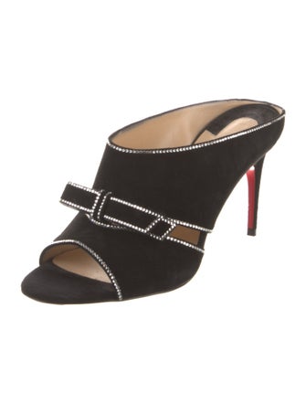 Christian Louboutin Suede Bow Accents Slides