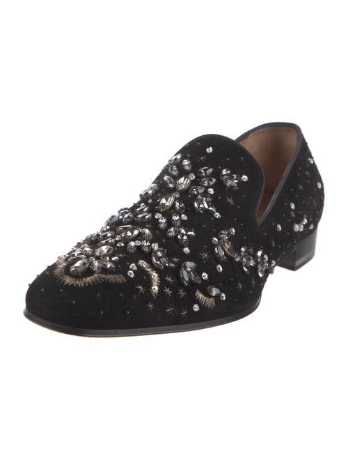 Christian Louboutin Suede Crystal Embellishments Loafers
