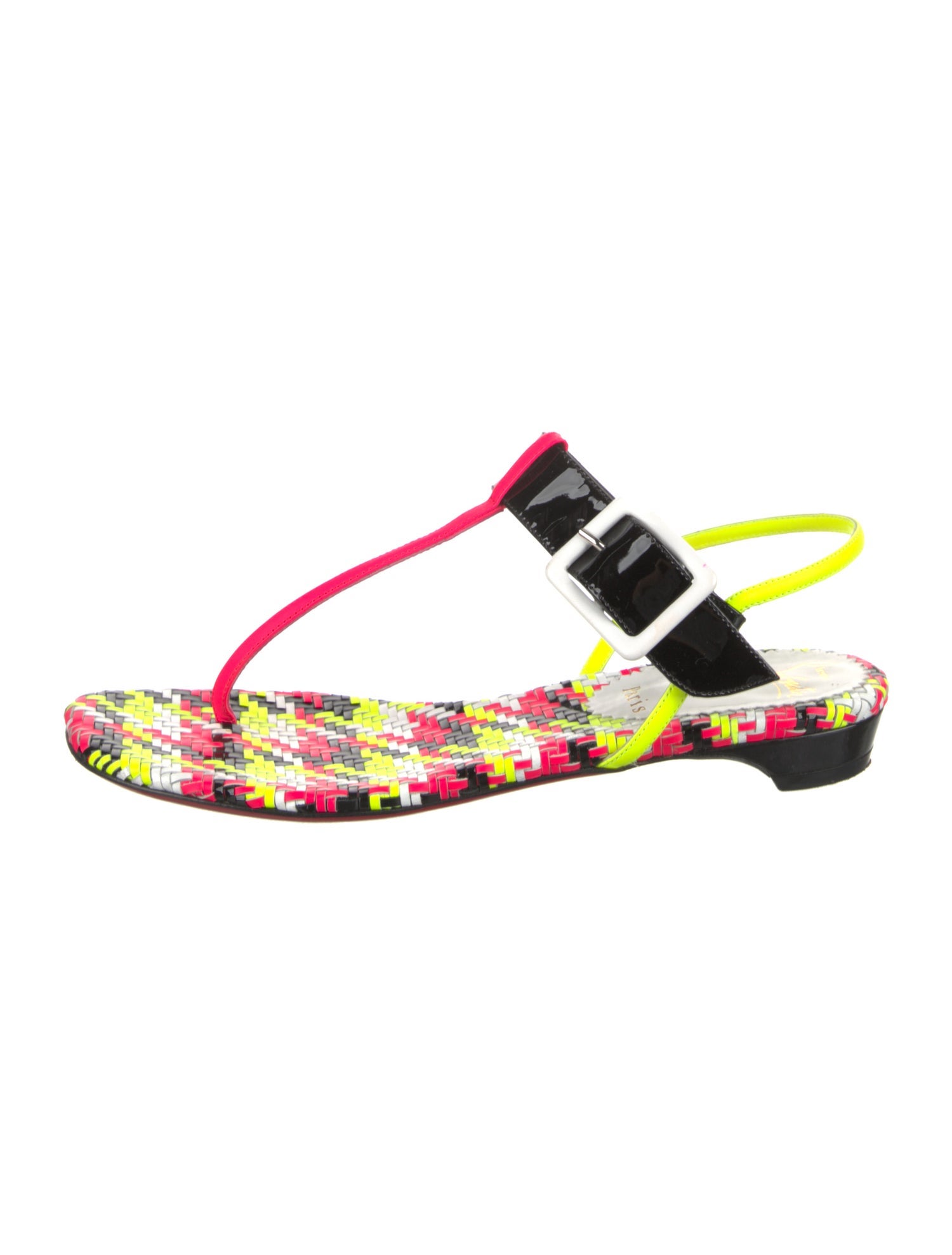 Christian Louboutin Patent Leather Patterned Slingback Sandals