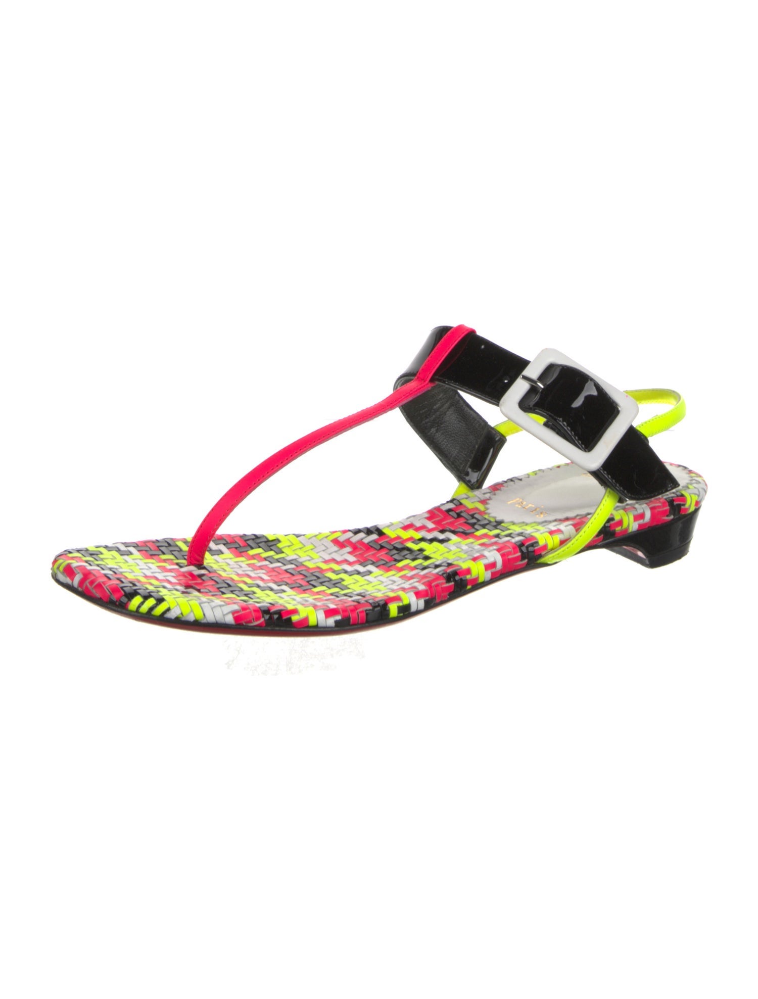 Christian Louboutin Patent Leather Patterned Slingback Sandals