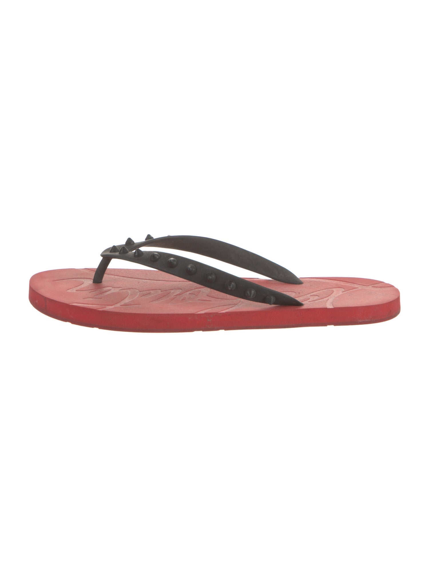 Christian Louboutin Spike Accents Rubber Flip Flops