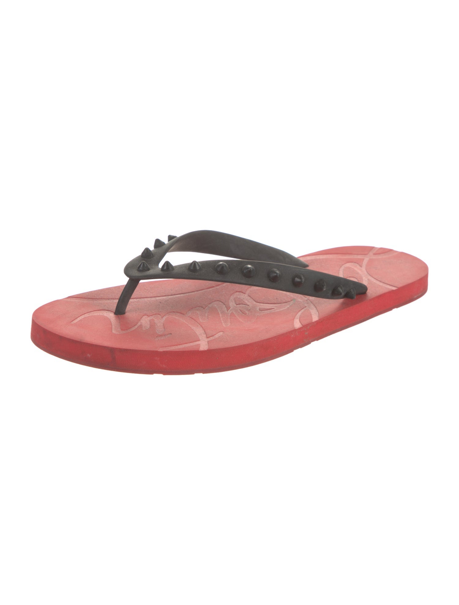 Christian Louboutin Spike Accents Rubber Flip Flops