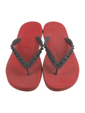 Christian Louboutin Spike Accents Rubber Flip Flops