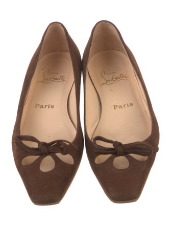 Christian Louboutin Suede Bow Accents Ballet Flats