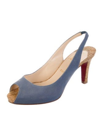 Christian Louboutin Canvas Slingback Pumps