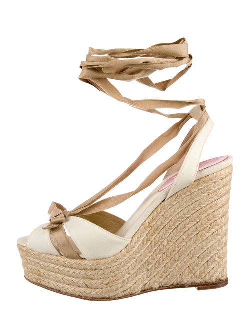 Christian Louboutin Canvas Bow Accents Espadrilles