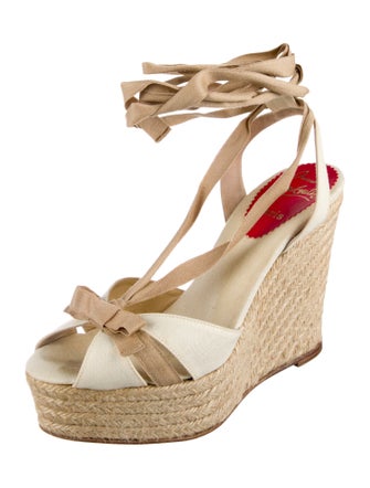 Christian Louboutin Canvas Bow Accents Espadrilles