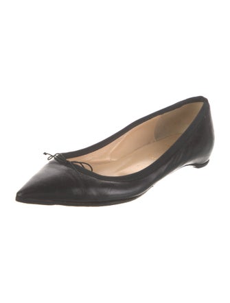 Christian Louboutin Leather Bow Accents Ballet Flats