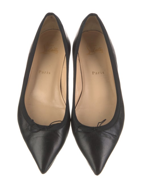 Christian Louboutin Leather Bow Accents Ballet Flats