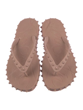 Christian Louboutin Spike Accents Rubber Flip Flops
