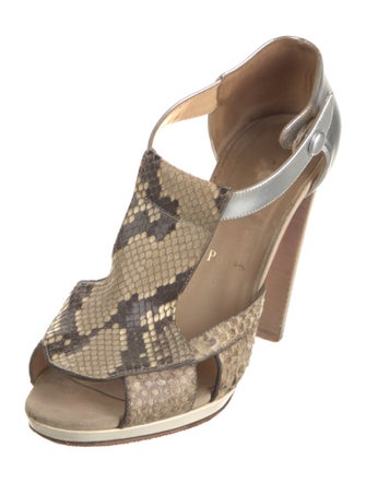 Christian Louboutin Snakeskin Animal Print Slingback Sandals