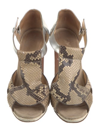Christian Louboutin Snakeskin Animal Print Slingback Sandals