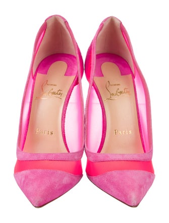Christian Louboutin Suede Mesh Accents Pumps