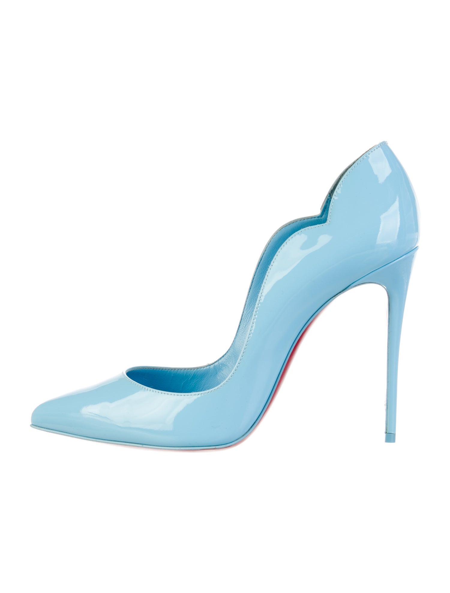 Christian Louboutin Patent Leather Scalloped Accent Pumps