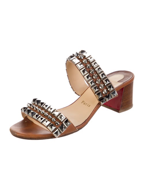 Christian Louboutin Rockstud Accents Leather Slides