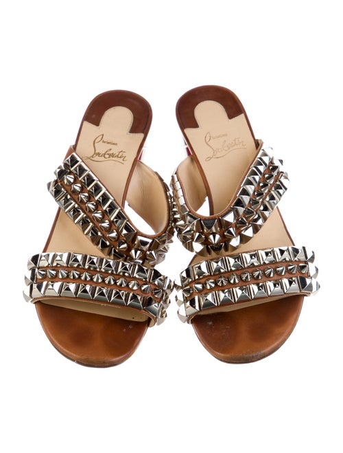 Christian Louboutin Rockstud Accents Leather Slides