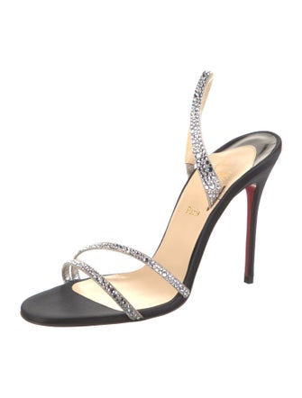 Christian Louboutin Satin Crystal Embellishments Slingback Sandals