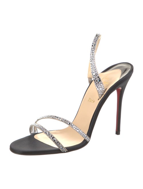 Christian Louboutin Satin Crystal Embellishments Slingback Sandals