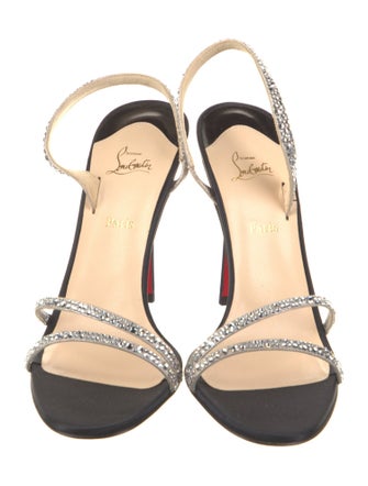 Christian Louboutin Satin Crystal Embellishments Slingback Sandals