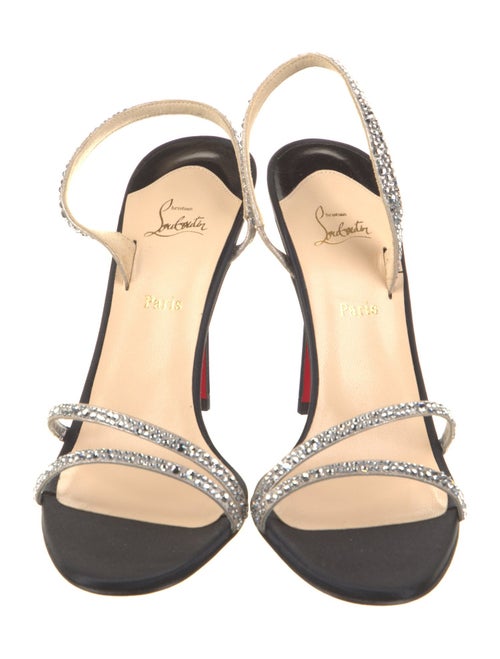 Christian Louboutin Satin Crystal Embellishments Slingback Sandals