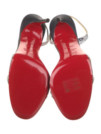 Christian Louboutin Satin Crystal Embellishments Slingback Sandals