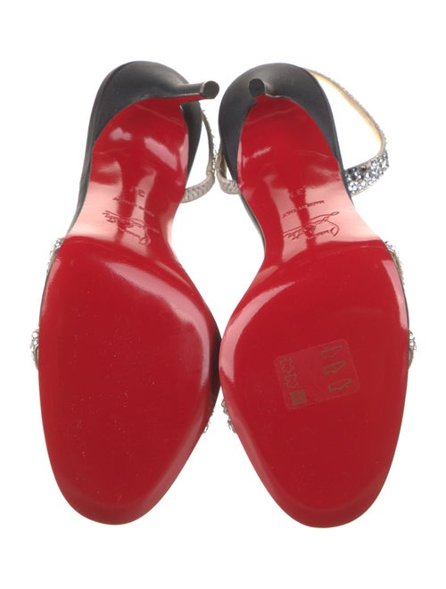 Christian Louboutin Satin Crystal Embellishments Slingback Sandals