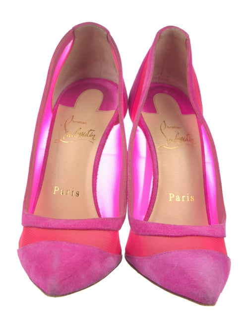 Christian Louboutin Suede Mesh Accents Pumps
