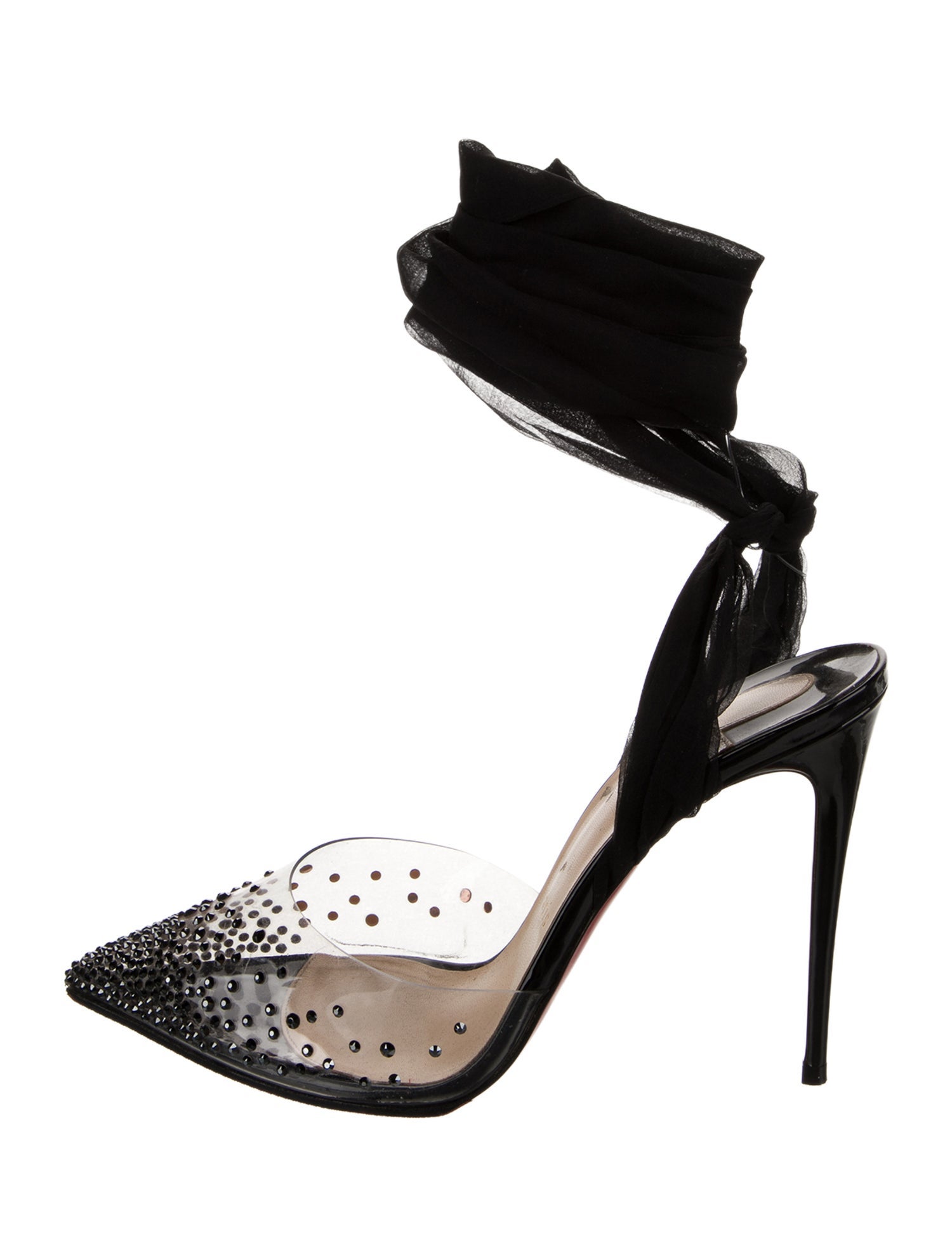 Christian Louboutin PVC Crystal Embellishments Slingback Pumps