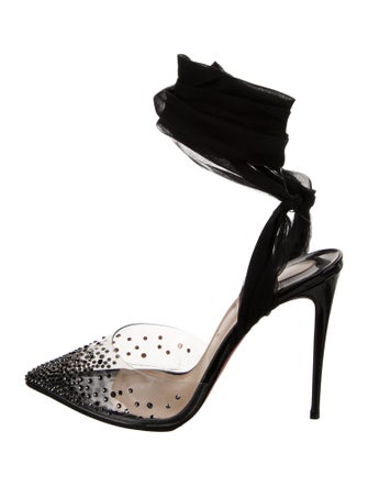 Christian Louboutin PVC Crystal Embellishments Slingback Pumps
