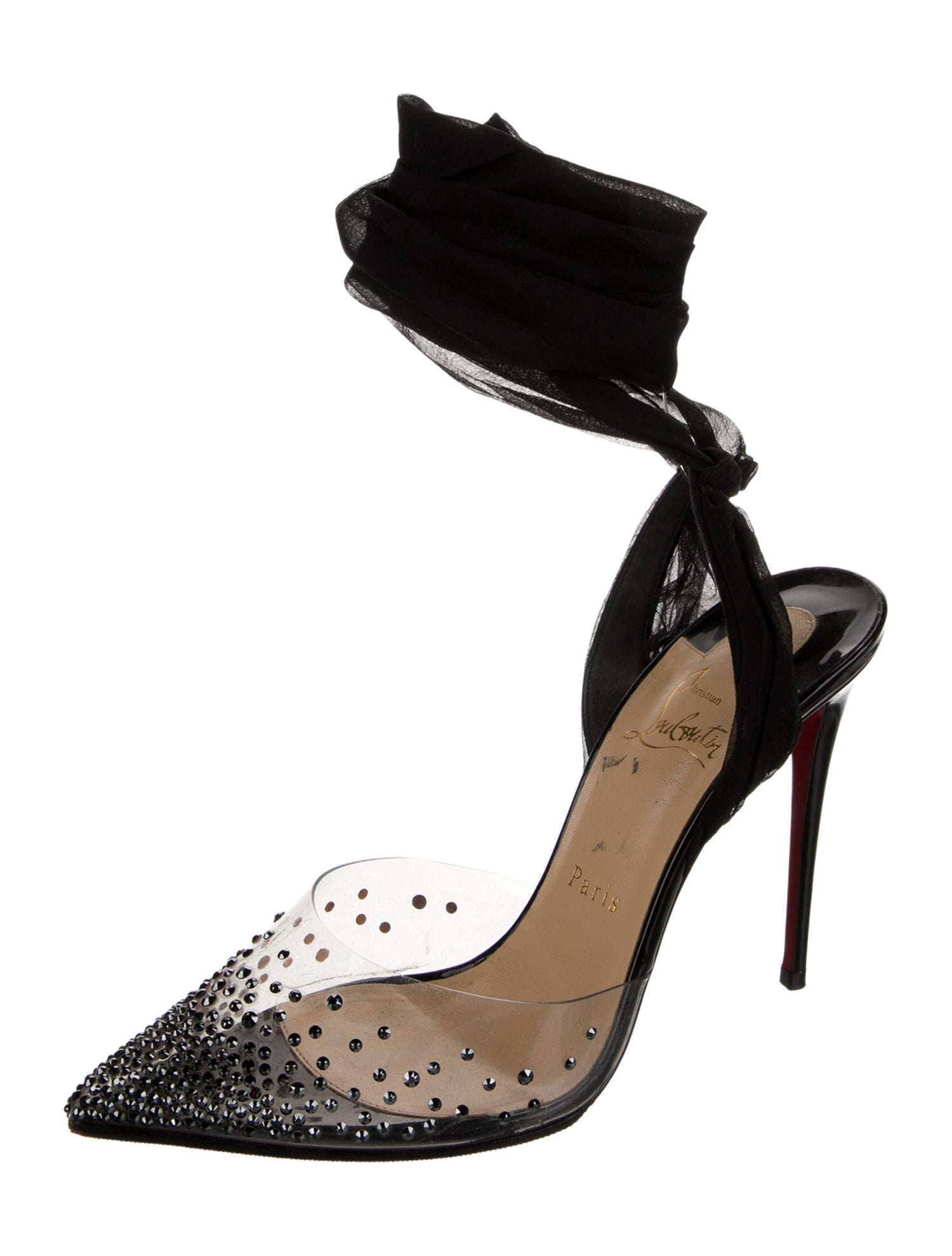 Christian Louboutin PVC Crystal Embellishments Slingback Pumps