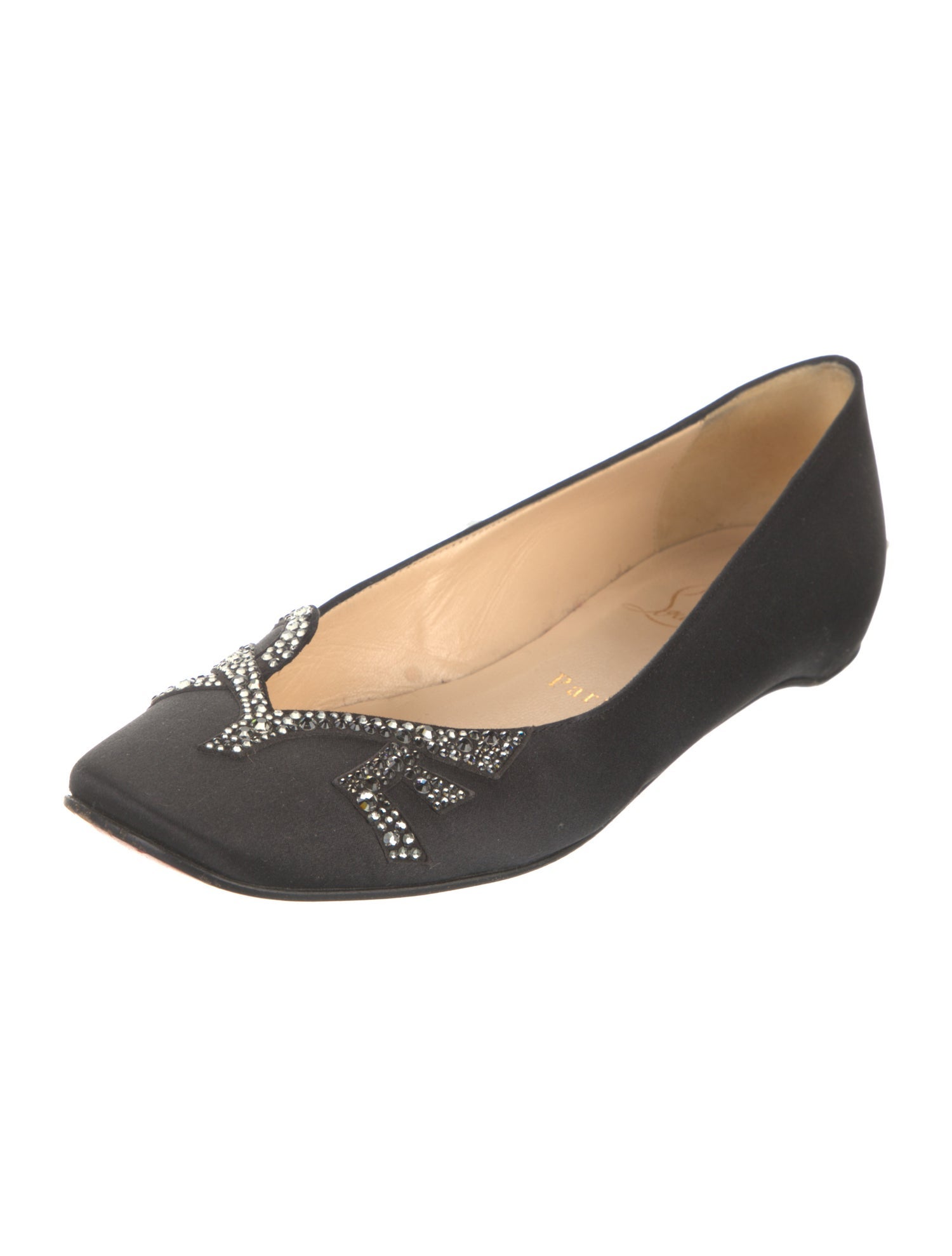 Christian Louboutin Satin Crystal Embellishments Flats