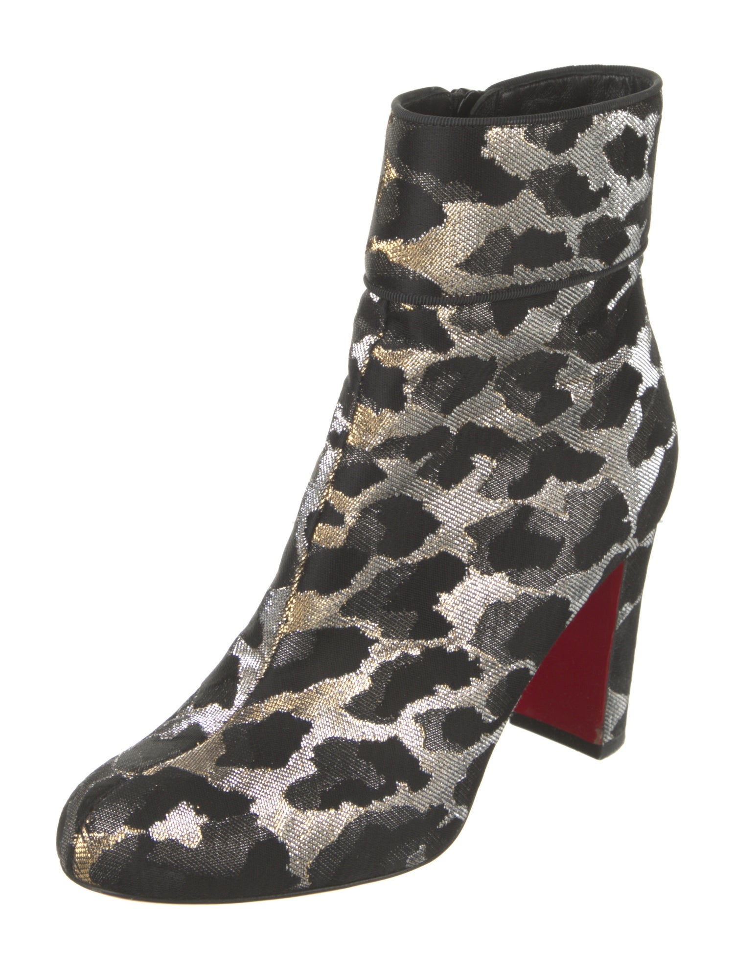 Christian Louboutin Animal Print Grosgrain Trim Boots