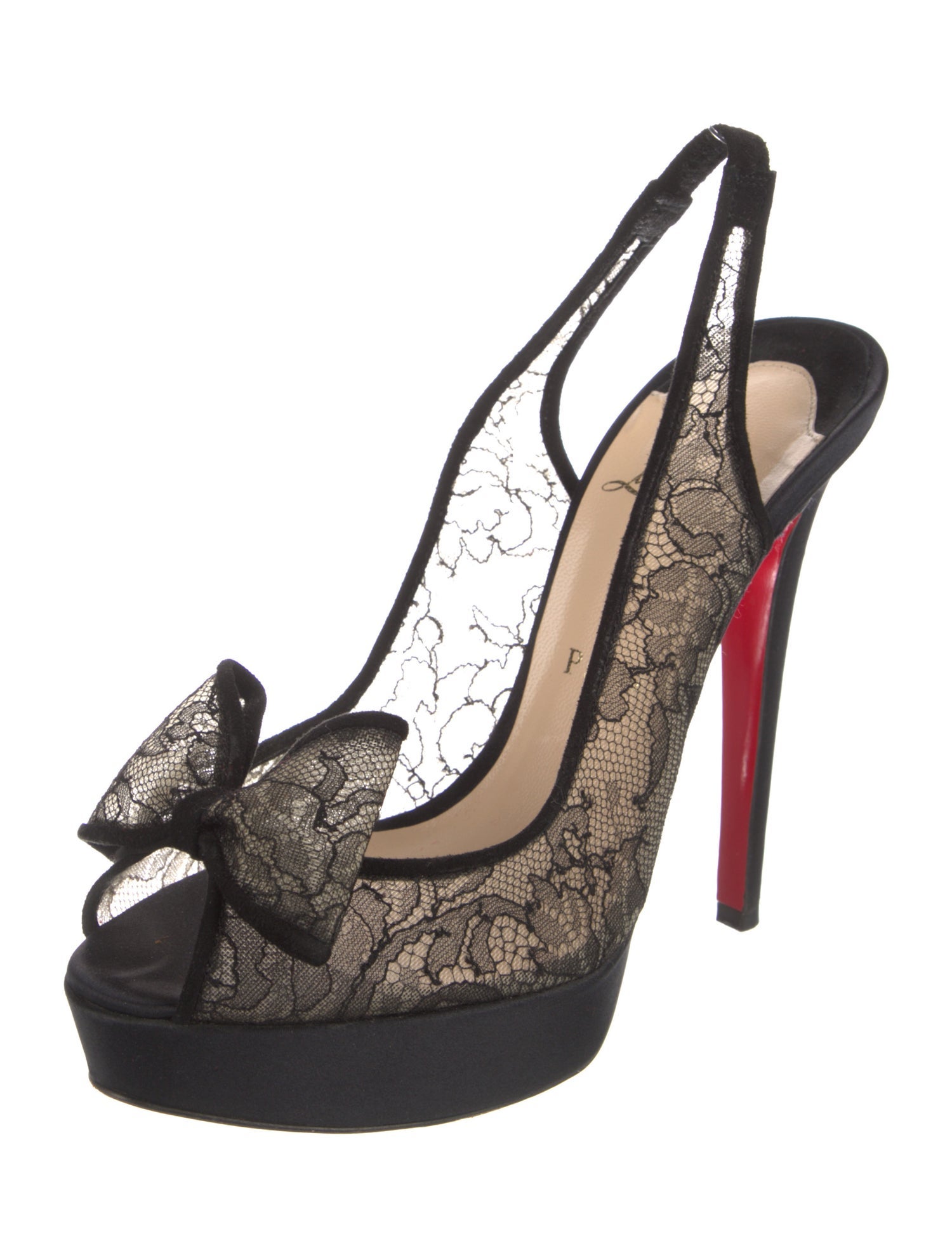Christian Louboutin Lace Lace Pattern Slingback Pumps