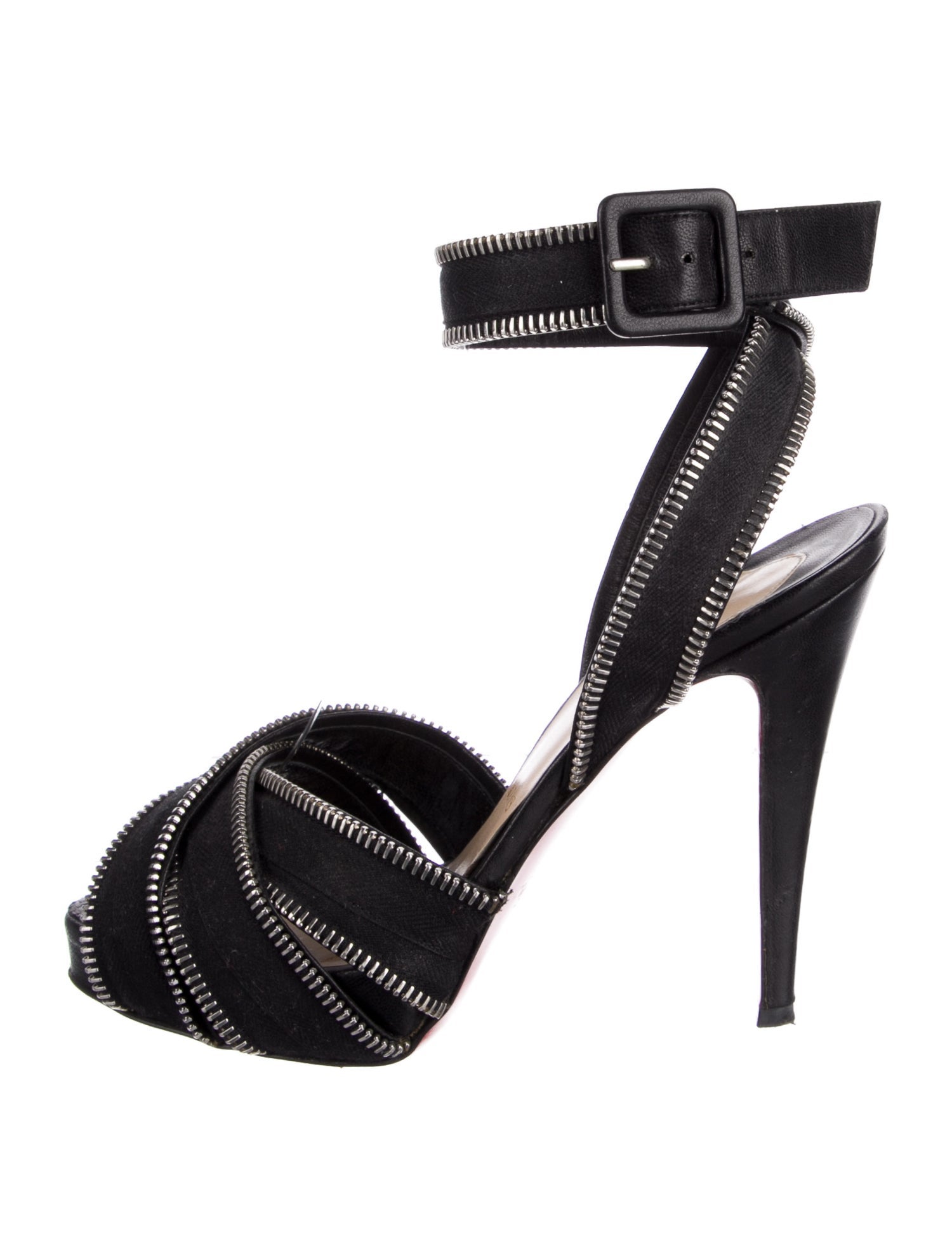 Christian Louboutin Canvas Leather Trim Embellishment Sandals